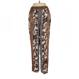 Zara Floral Print Straight Leg Pants - Brown and Black